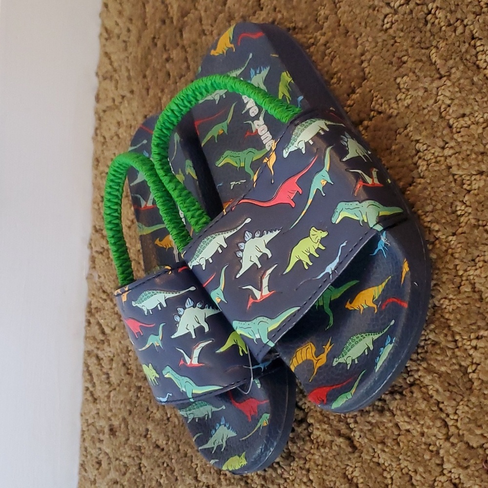 Toddler Boys Girls Wave Zone DINOSAURS Slides Sandals Size 5/6 7/8 9/10 Navy NWT